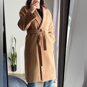 Uniqlo Camel Wrap Belted Wool-Blend Coat